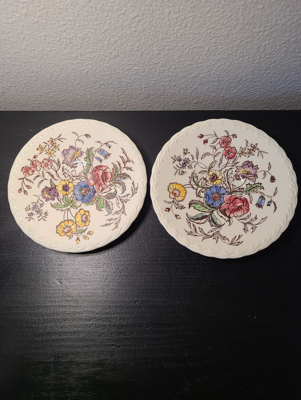 Vintage Vernon Kilns CA Hand Painted Floral Plates Set of 2 6" Cottagecore